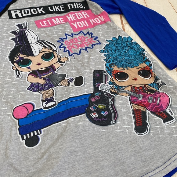 LOL Surprise Rock Like This--Girl Power Blue/Gray/Black Nightgown Sleep Shirt - Picture 3 of 5